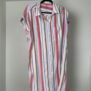 Old Navy Striped Button-Down Shirt Dress – Short Sleeve, Relaxed Fit (New)
